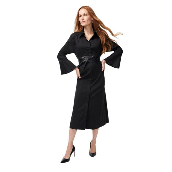 Chico's Black Label Poplin Shirt Dress, Size 10, Black, NWT - Picture 1 of 11